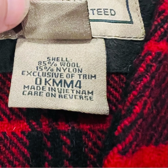 LL Bean Red/Black Wool Blend Plaid Outdoor Vest XL - Picture 8 of 10